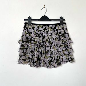 Diane vonFurstenberg silk, tiered, mini skirt. Floral pattern. Size 4